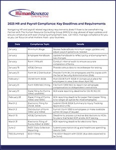 2025 Compliance Calendar | Human Resource Consulting Group